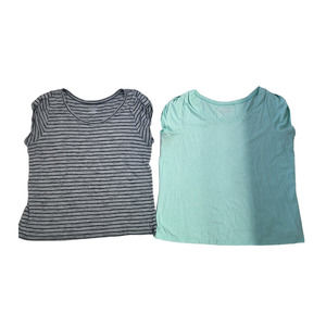 Lane Bryant Cinch Sleeve Short Sleeve Shirt in Mint and Gray/Black Duo - 14/16